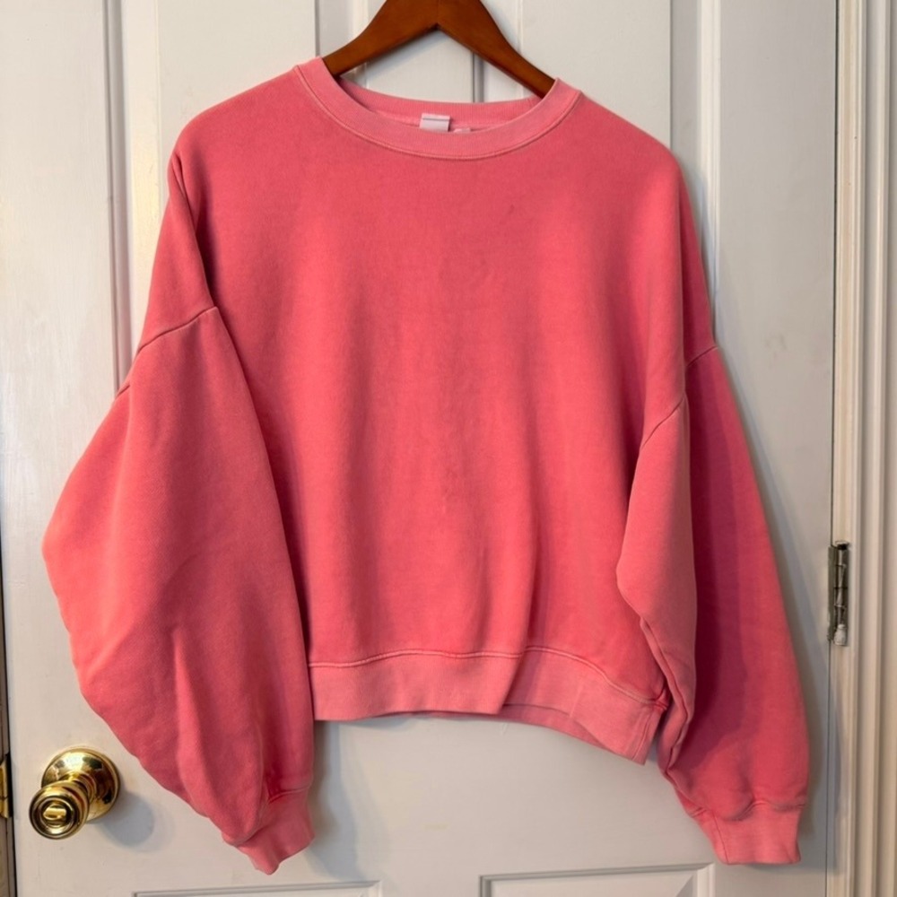 GAP Sweatshirt Women XL Pink Good Oversized Drop Shoulder Crew Neck Pullover